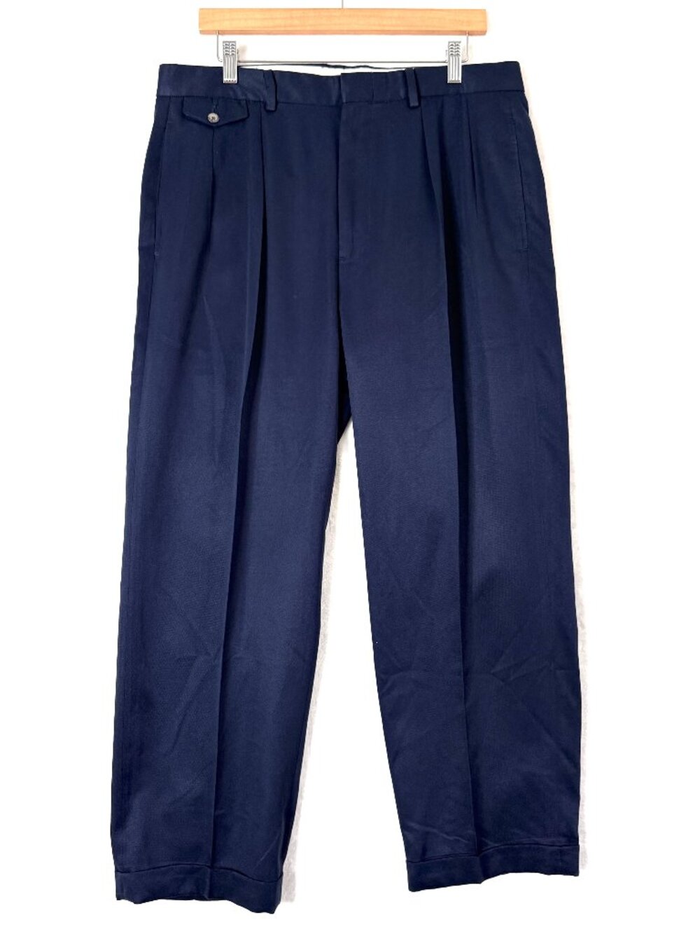 POLO GOLF RALPH LAUREN Preppy Pleated Classic Chino Cuffed Dress Pants 33 Blue